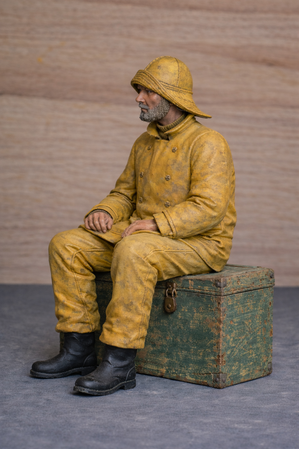 TG66 Seated Sailing Ship Crew Figure – Oilskin Coat, Sou’wester Hat, Unpainted