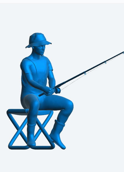 TG85 1/30 Seated Fisherman with Safari Hat & Stool – Jäger Hobby Scale Model Figure