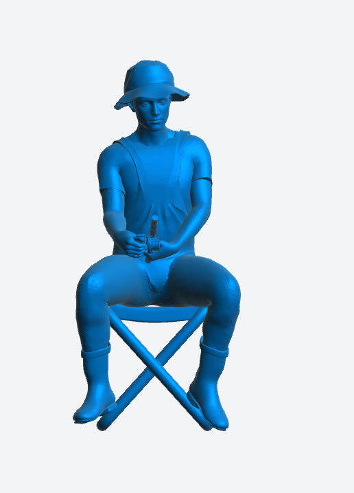 TG85 1/30 Seated Fisherman with Safari Hat & Stool – Jäger Hobby Scale Model Figure