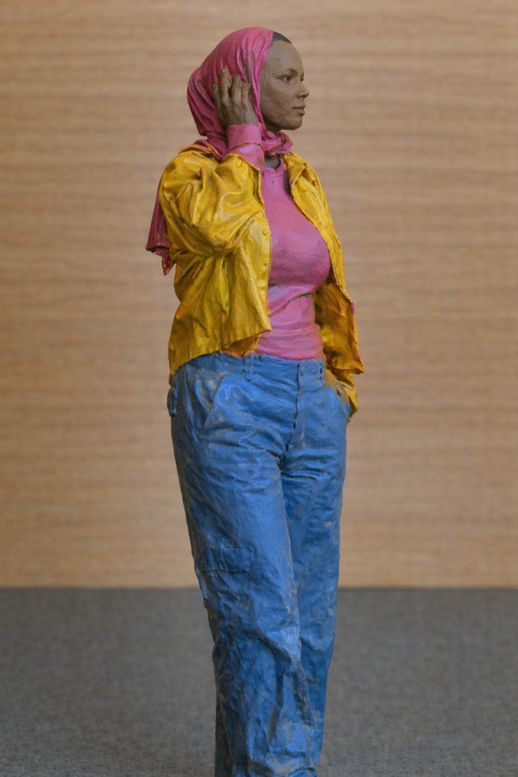 W12 –Unpainted Scale Model Modern Muslim Teenager with Headphones