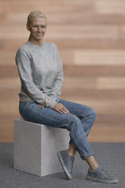 Unpainted  W15 – Tamiya Scale Model Seated Passenger in Jeans and T-Shirt