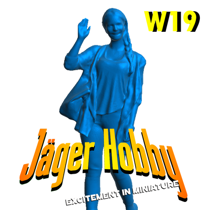 W19 – 1/43 Scale Diorama Figure Woman Walking and Waving Multiple Scales Available