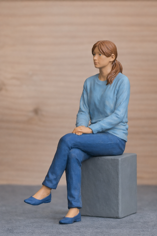 W41 – Casual Woman Sitting with Legs Crossed – Unpainted