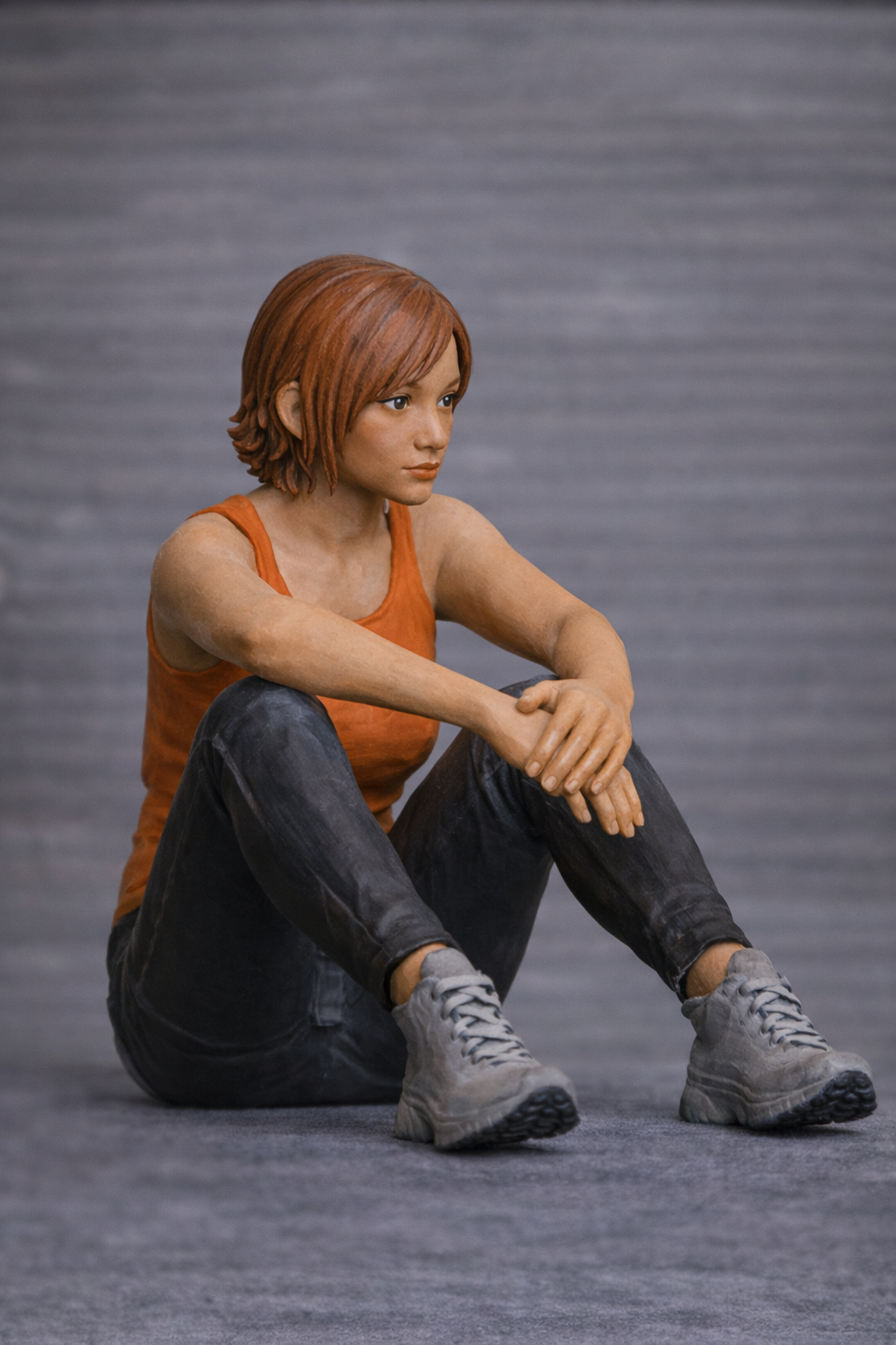 W48 – Athletic Woman Resting After a Run Unpainted Scale Model Female Figure