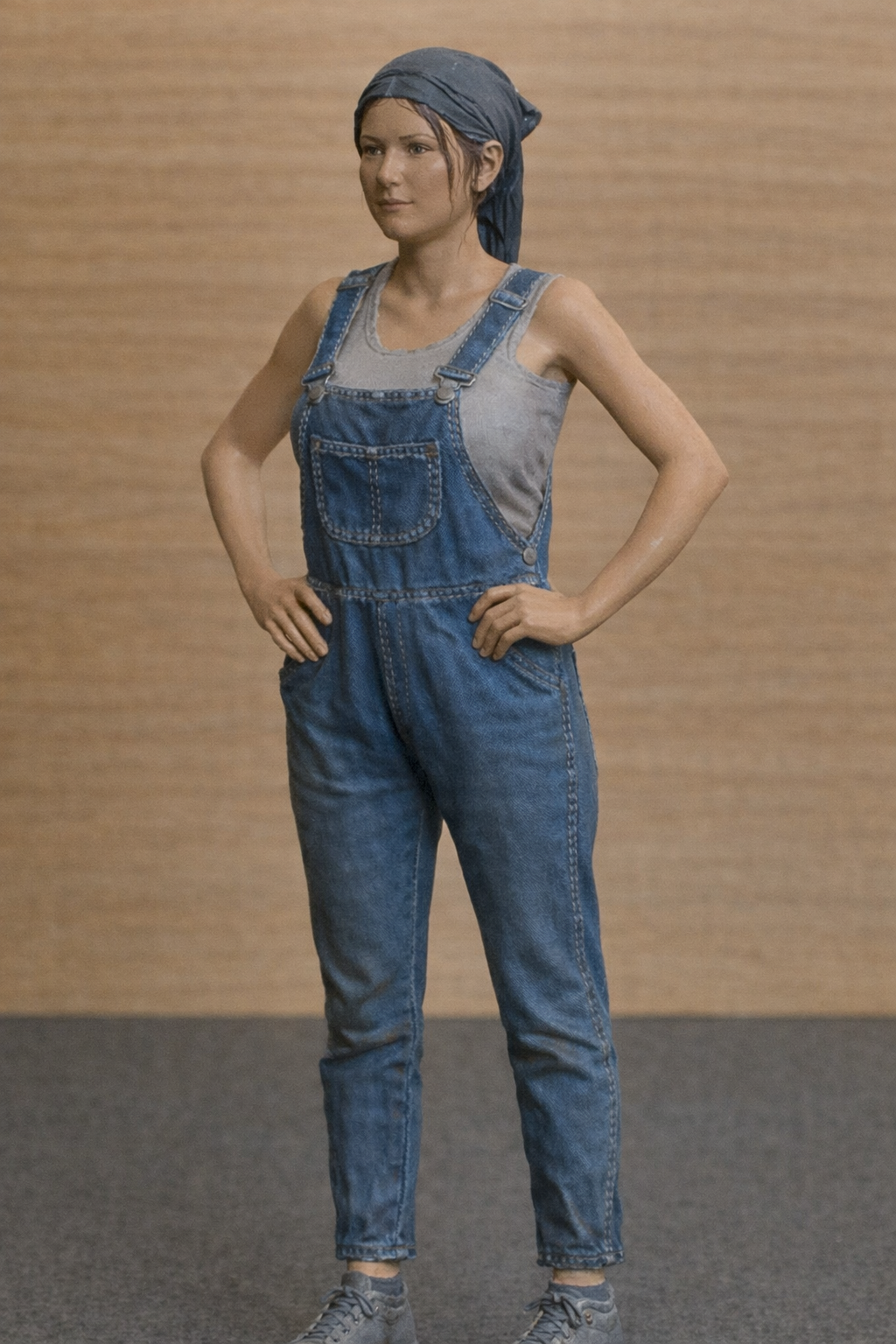 Jager Hobby W5 Unpainted Woman Figure – Casual and Confident in Denim Overalls