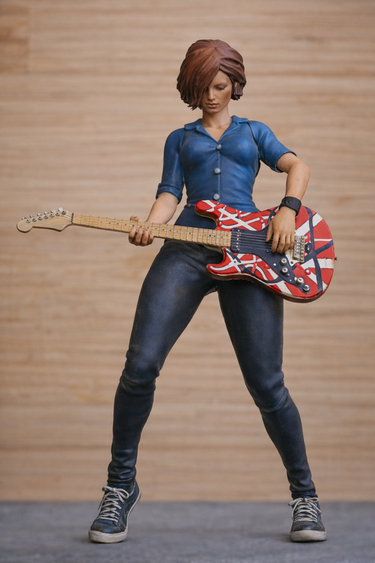 W54 – Woman Guitarist Unpainted Scale Model Female Figure