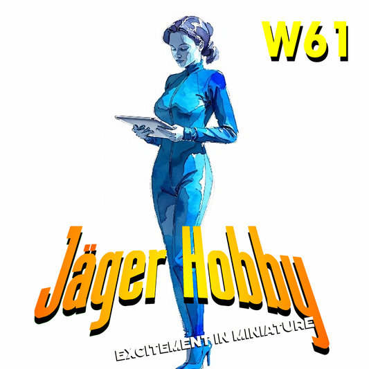 W61 – Woman in Jumpsuit Reading a Booklet | Scale Model Female Figure
