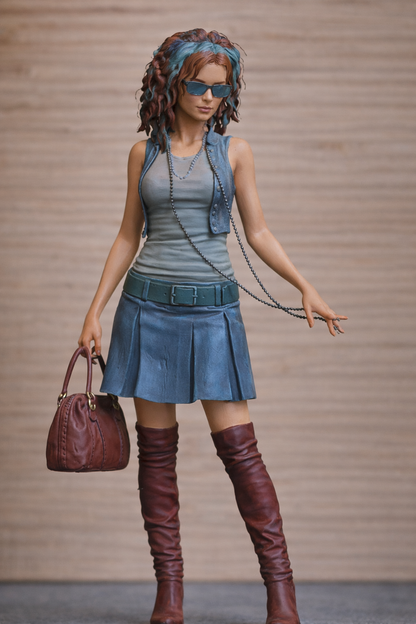 W66 – Woman Standing and Waiting Unpainted Scale Model Female Figure