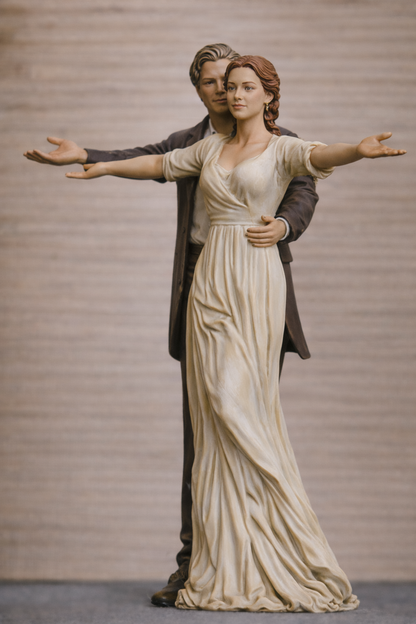 W69 Young Couple with Arms Outstretched – “Bow of the Ship” Pose – UNPAINTED