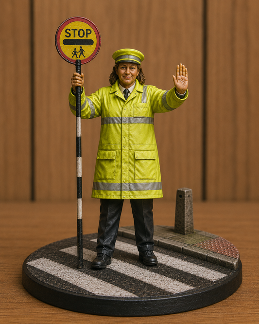W79 Female School Crossing Patrol Officer Figure – Lollipop Lady Miniature UNPAINTED