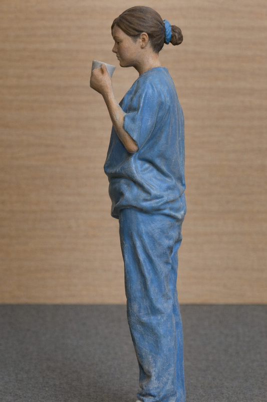 W8 Unpainted Scale Model Nurse Drinking Coffee
