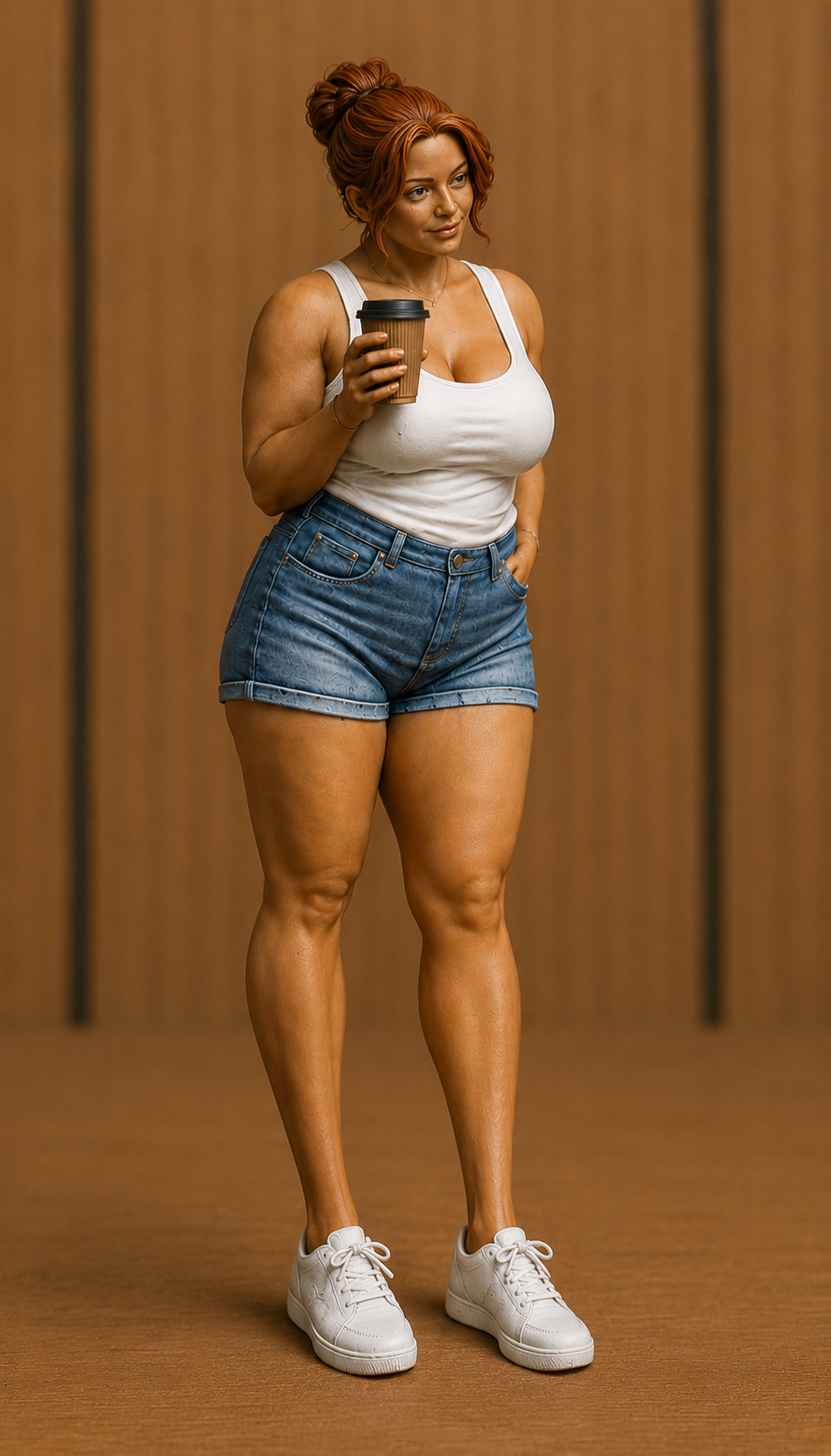 W80 Young Woman with Coffee Cup Figure – Casual Modern Female Miniature UNPAINTED