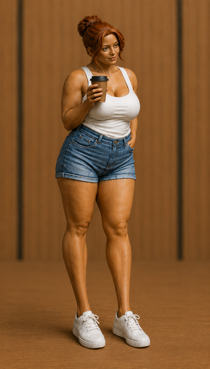 W80 Young Woman with Coffee Cup Figure – Casual Modern Female Miniature UNPAINTED
