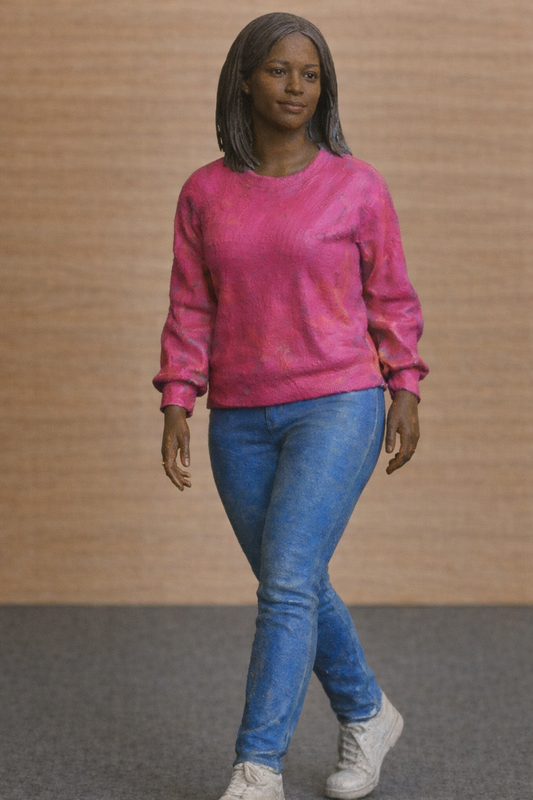 Unpainted 1/43 W9 – Scale Model Casual African Woman with Dreadlocks